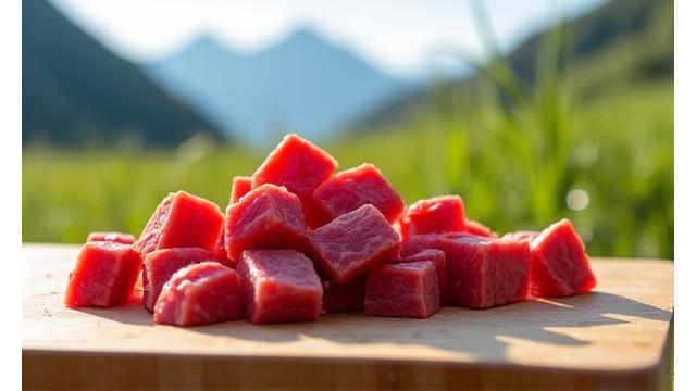 Frisches Alpenrind für Katzenfutter