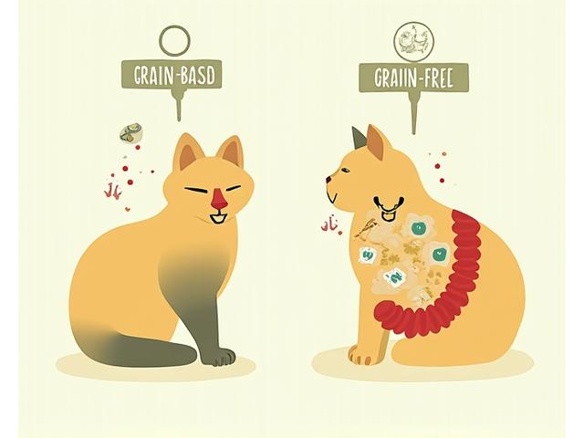 Infografik, die den Unterschied zwischen Getreideverdauung und getreidefreier Ernährung bei Katzen zeigt.