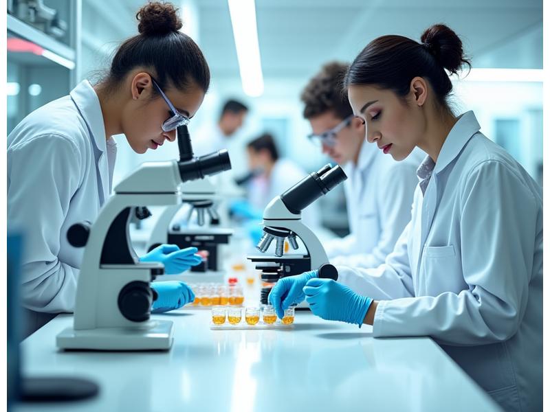Wissenschaftler im modernen Labor analysieren Tierfutterproben
