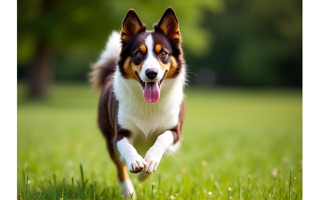 Ein fröhlicher, aktiver Hund, der Vitalität und Lebensfreude zeigt, steht für ein starkes Herz.