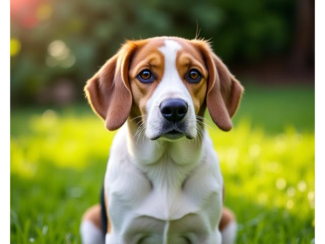 Ein Beagle mit glänzendem Fell, der einen gesunden und glücklichen Eindruck macht.